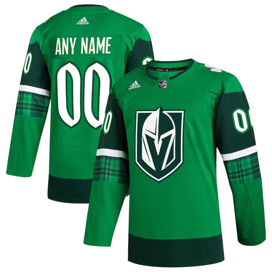 Men Vegas Golden Knights adidas Kelly Green St. Patricks Day Authentic Custom NHL Jersey